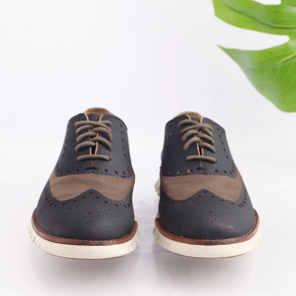 Cole Haan Mens Zerogrand OX Wingtip Oxfords Sneakers Size 8 Brown Black Shoes